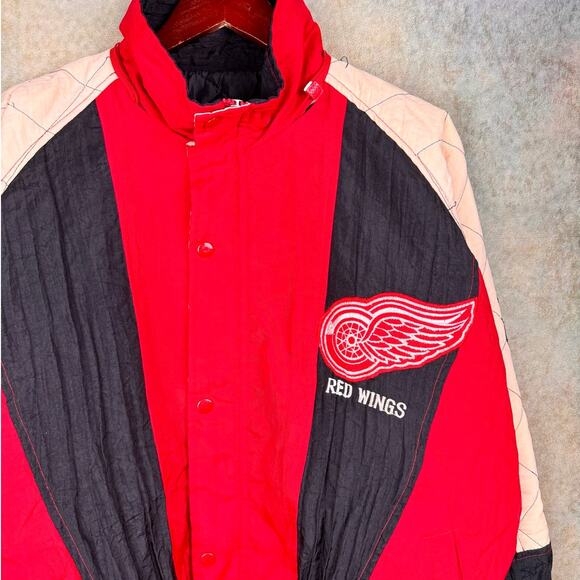 VTG 90s Detroit Red Wings Starter Jacket Mens Sz XL Red NHL Hockey Puffer Sports - Picture 10 of 10